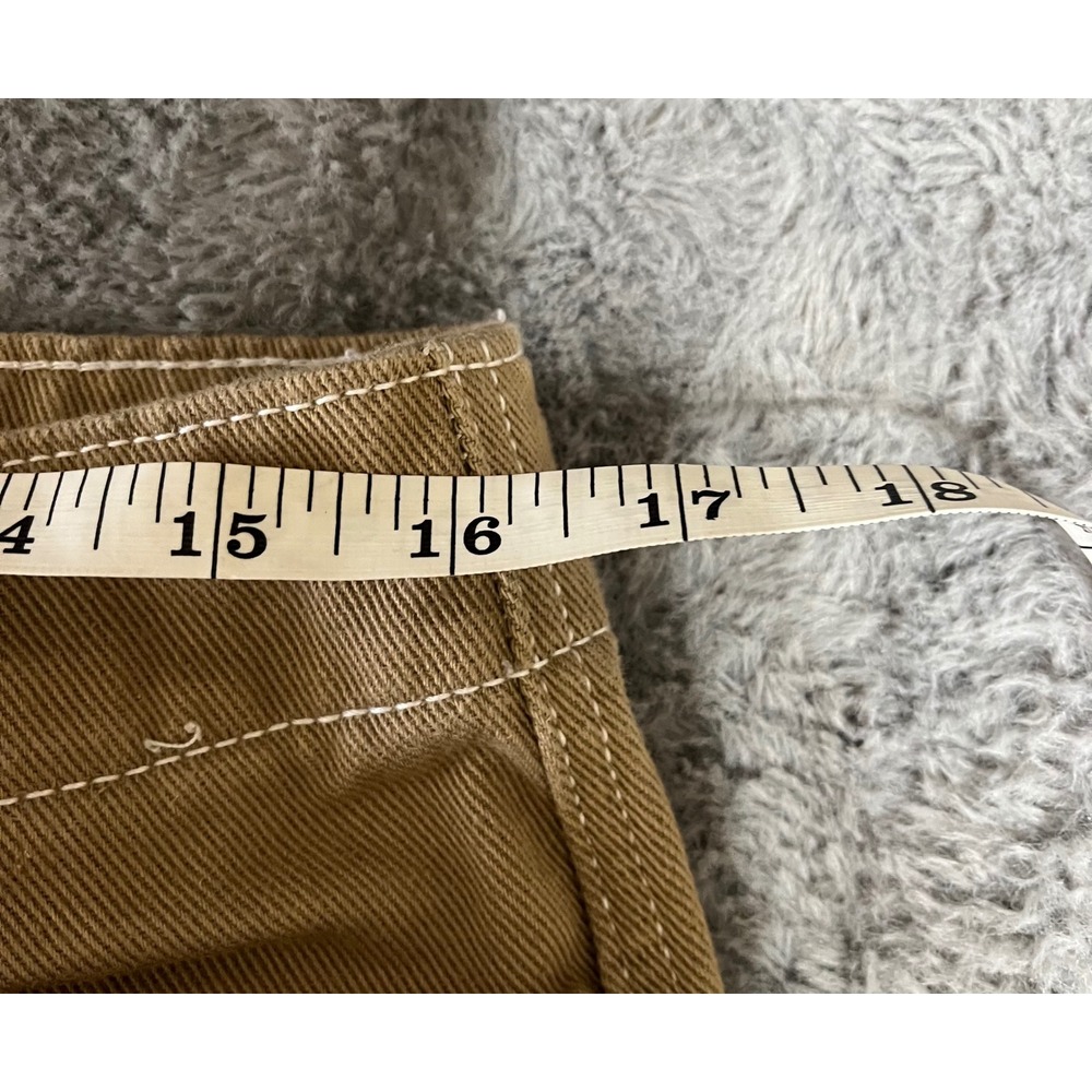 Zara Man Khaki Cargo Pants Tan Contrast Stitch Straight Leg Utility Size 31 - Picture 4 of 7
